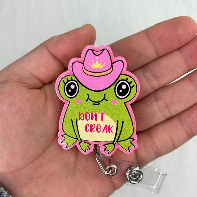 Bydevia Don’t Croak Cowgirl Frog Badge Reel Retractable for Nurse Nursing RN CNA Medical Assistant & Teacher | Funny Nurses Gifts Frog ID Badge Holder with Alligator Clip & 24” Durable Nylon Cord | Acrylic - Image 3